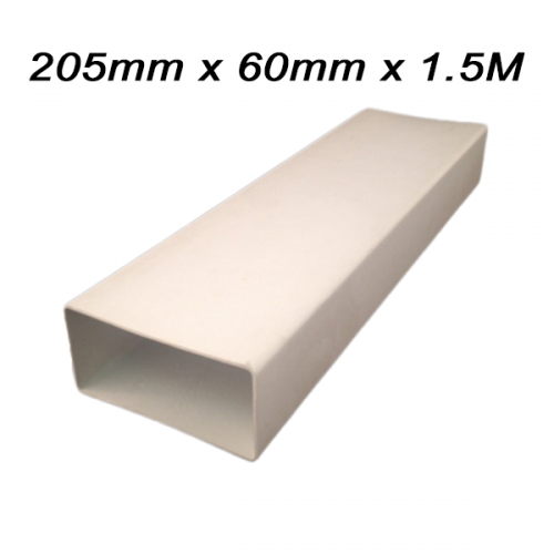 PVCu Flat Ducting - 205mm x 60mm x 1.5M